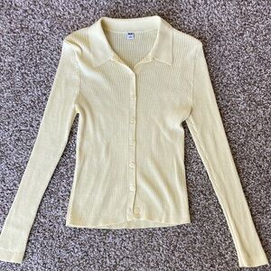 Uniqlo Cream Ribbed Knit Cardigan